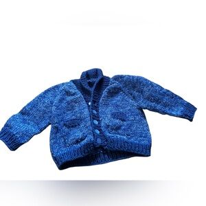 Hand crafted Blue Knitted Kids Cardigan size 12-18 months